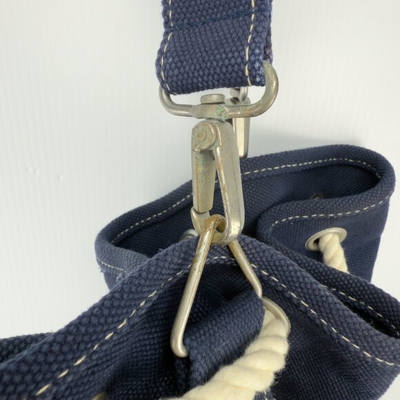 TIFFANY & CO VTG Oversize Sailor Nautical Navy Blue Canvas Bucket Duffle Bag - Picture 7 of 9